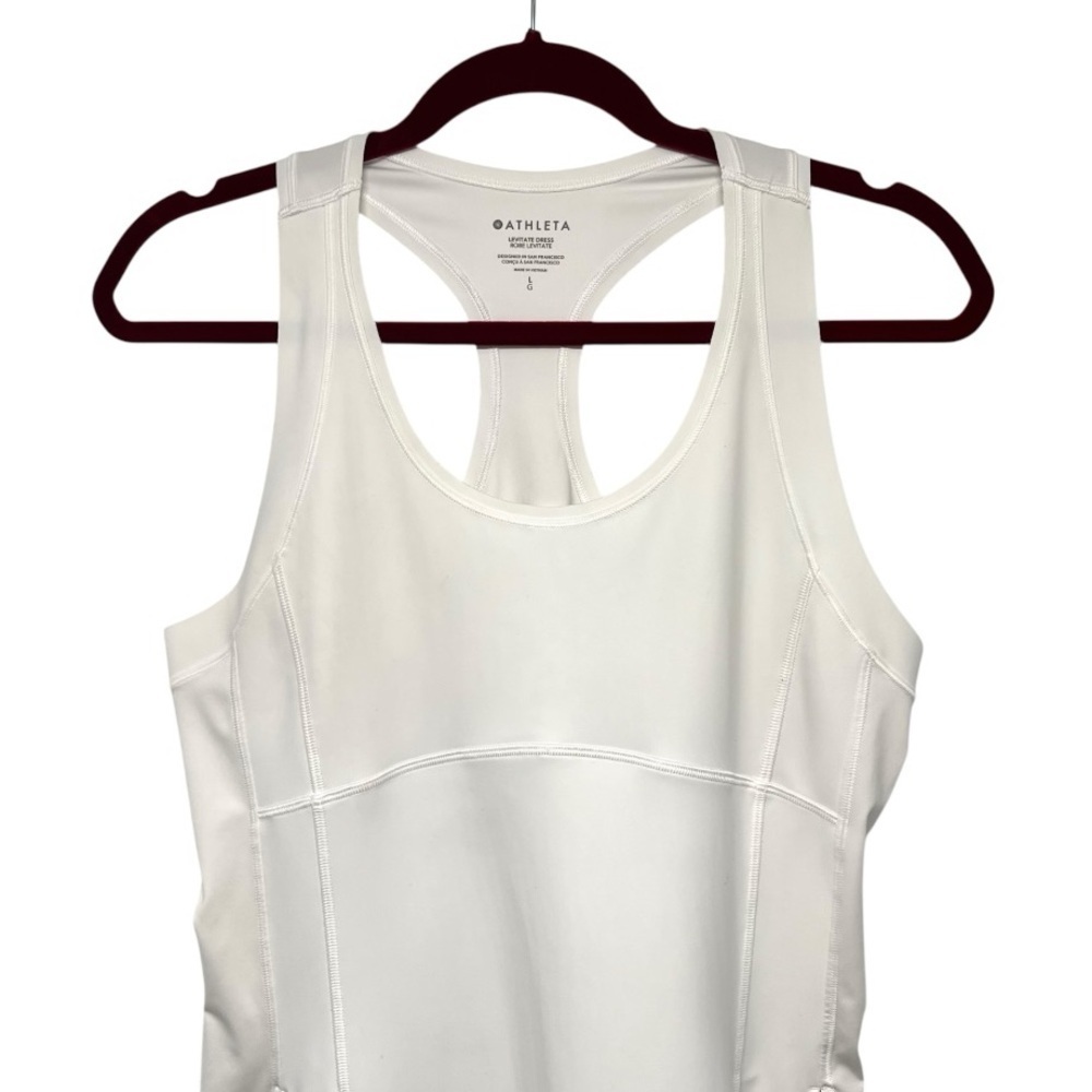 Athleta Levitate White Athletic Sports Racerback Tennis Pickleball Dress Women L - Picture 6 of 11